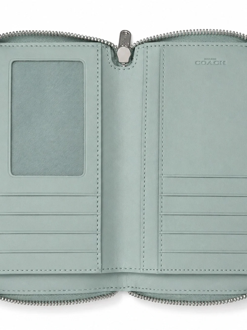 Coach Pebbled Leather Wallet in Slate Teal with Silver Hardware